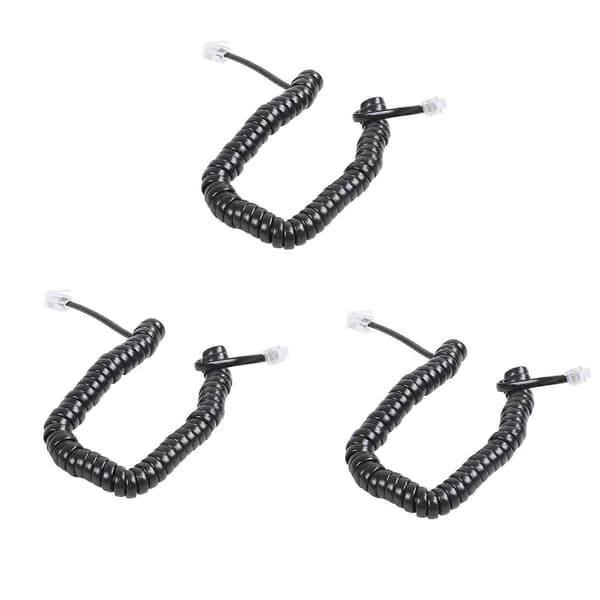 3 stk. 9,3 tommer sort RJ9 telefonmodem spiralkabel Black
