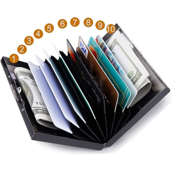 Rfid kreditkortshållare cover metall kreditkort plånbok herr dam visitkortshållare (svart)