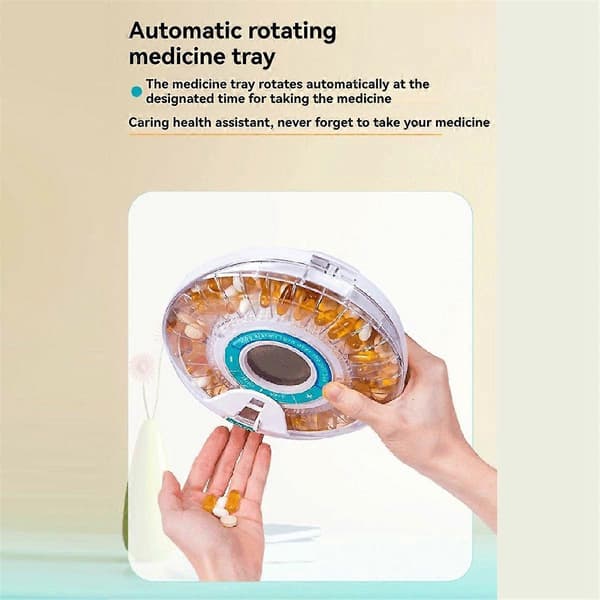 Automatisk pilledispenser for eldre med alarm, lyd- og lyspåminnelser White