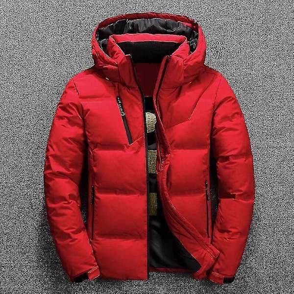 Vinterjakke Herre Høj Kvalitet Rød Sort Dunjakke Hætte Parka Mode Mand Hvid Andedun Jakke Tyk Varm Sne Overtøj COLOR Dark Grey M