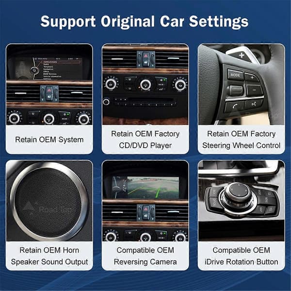 8,8-tommer trådløs CarPlay Android Auto Bil Multimedia Kompatibel med 3 5-serien E60 E61 E90 E92 Navigation Car-WELLNGS