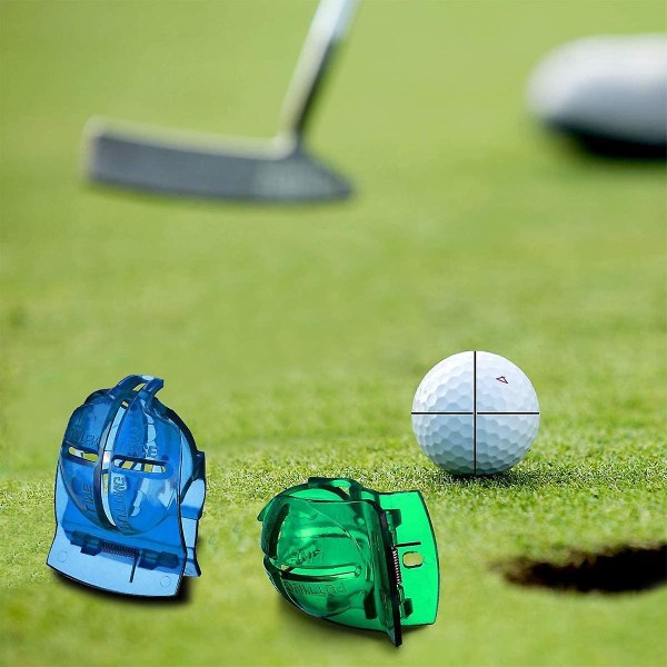 Golflinje, 4 stycken ritmarkörer, verktyg för linjejustering Golfbollmarkeringsklämma för linervaxpappersputtertång (grön, blå, svart, lila)