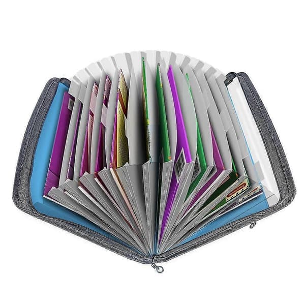 Expanding Document Folder, 13 Pockets with Zipper, Accordion Folder with Tabs, Expandable Document Wallet Accordion Organizer, Blue