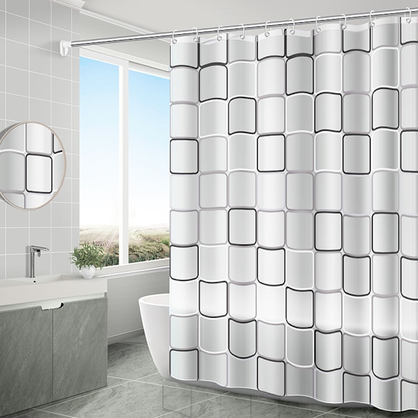 Badeværelsesforhæng Vandtæt Badeforhæng PEVA Moderne Geometrisk Ternet Mønster Bondehus Hjem Dekoration Gennemskinnelig shower curtain 150x180cm