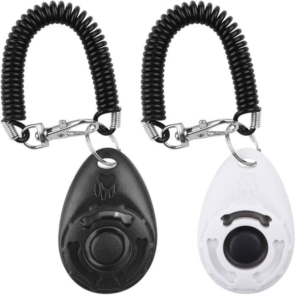 2-pack klicker, stor knapp, elastisk handledsrem, ABS-plast, för hundar, katter, hästar.
