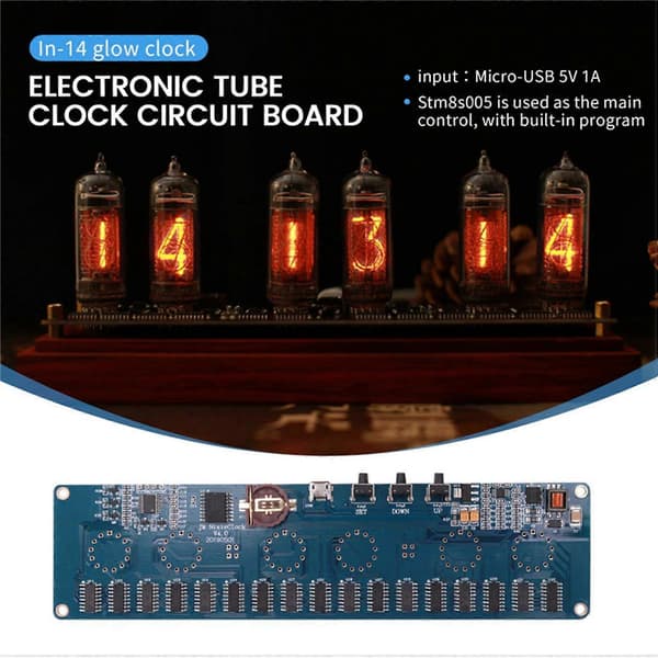 DIY In14 In4 Nixie Rör Klocka Digital LED Klocka Gåva Kretskort Kit, PCBA blue