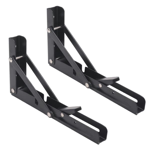 2 stk. autocamper foldebeslag bordhylde autocamper campingvogn sort finish rustfrit stål mini fold Black