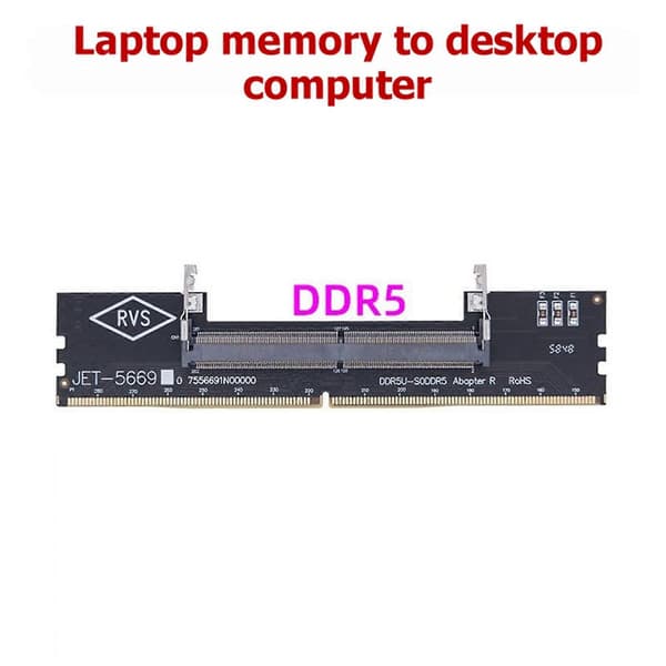 6X DDR5 bærbar til stasjonær minneadapterkort Minne RAM-kontaktadapter DIMM-kort SO-DIMM til PC-datamaskinkonverterer