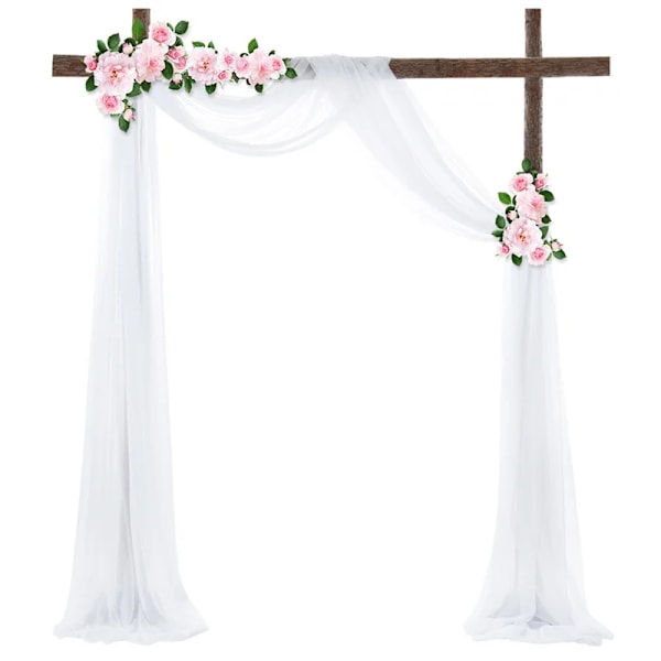 Gardiner til værelset Chiffon stof Draperingsgardin Bryllupsdekoration Festartikler Ceremoni Reception Dekorativ cortinas White 75x400cm