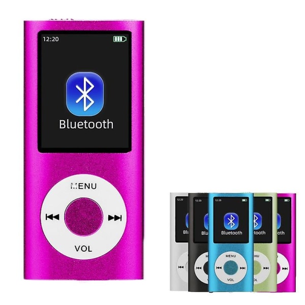 Mp3-spelare/Mp4-spelare, bärbar Mp3-musikspelare med minne SD-kort ultratunn klassisk digital LCD-skärm 1,82' Pink 16G