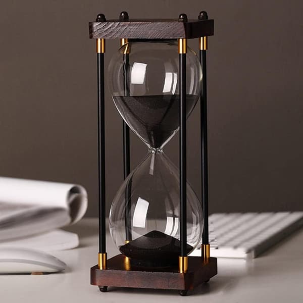 Timeglas, dekorativt timeglas i træ, stort timeglas 60 minutter