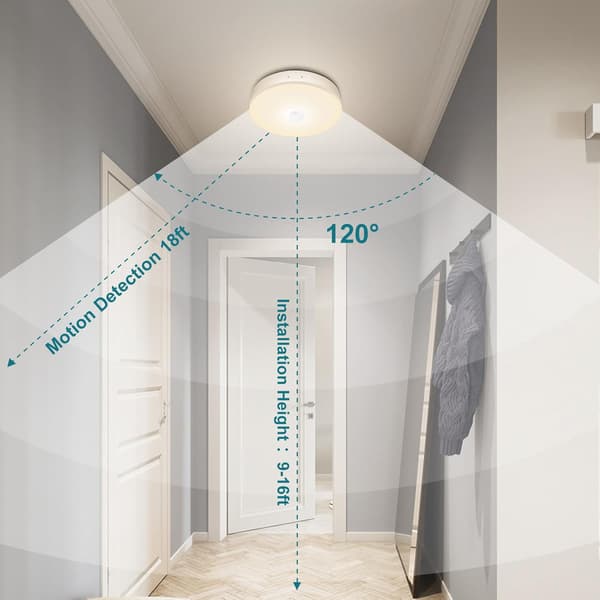 Rechargeable Ceiling Light with Motion Sensor and Remote Control, 7.4 inch, Wireless Ceiling Lamp, Battery Operated Cabinet Light, Motion Sensor, Battery Operated Lamp