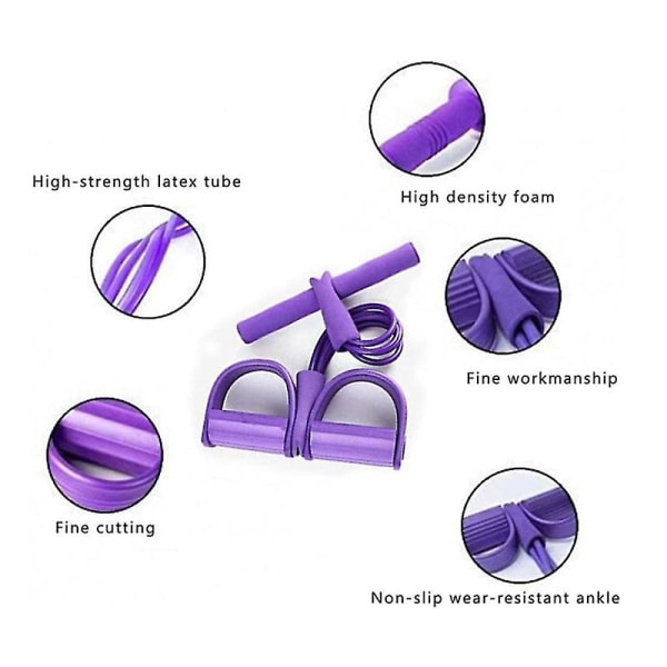Fourtube spänningspedal pedal elastiskt rep ben yoga fitness midja och magtränare bodybuilding fotspänning Pink