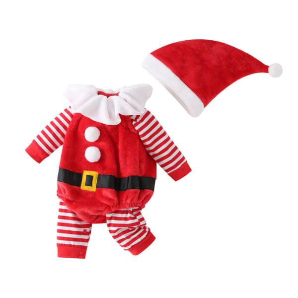 Baby jul kläder Outfits Jultomten kostym med långärmade romper toppar och hatt 70cm