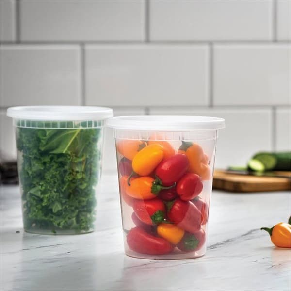 Matförvaringsbehållare [Set om 24] 950 ml plastbehållare med lock, för slime, soppa, matlagning