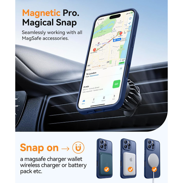 Magnetiskt skal för iPhone 16 Pro Max med fullständigt kameraskydd [Kompatibelt med MagSafe] [Transparent matt] Skyddande mobilskal, Deep Blu Purple Deep Blue iPhone 16 Pro Max