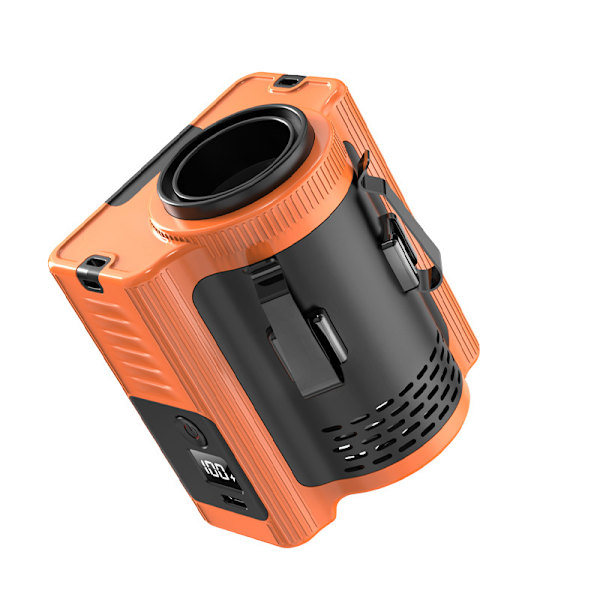 Udendørs taljeventilator med 10000mah usb-opladning, langtidsholdbart smart bærbart batteri, led-lys, lille ventilator Orange