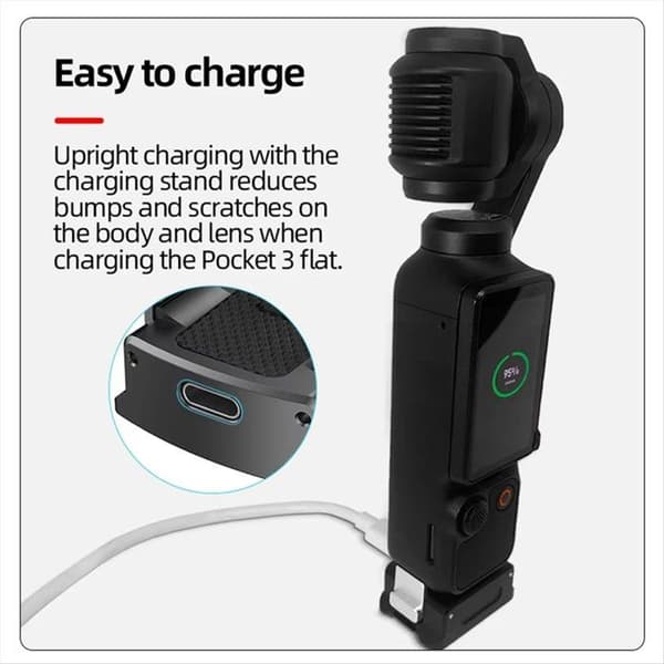 Laddningsbas och stativ för 3\"-kameror, 1/4\"-adapter, kontakt, fast montering, snabbkopplingsfäste