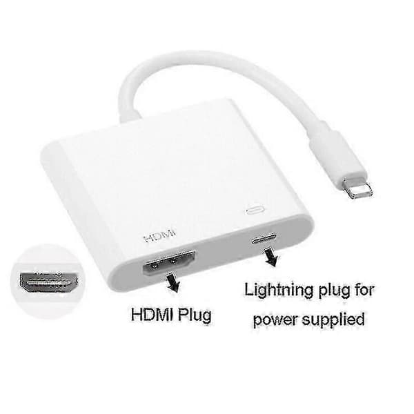 8-pin Lightning til HDMI-adapter til iPhone og iPad - Digitalt AV-kabel, kompatibelt med iPhone 7/8/X
