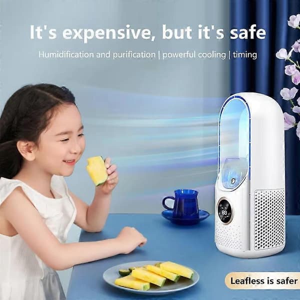Bladløs ventilator Bærbar aircondition LED-display Skrivebordsventilator Bladløs køler Køleventilator Tårnluftkøler til kontor soveværelse Blue