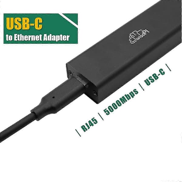 USB 3.2 til 5GbE-adapter (-UT5) Kablet LAN-netværksforbindelse 5G, 2.5G, 100Mbps, 5000Mbps USB-C til RJ4