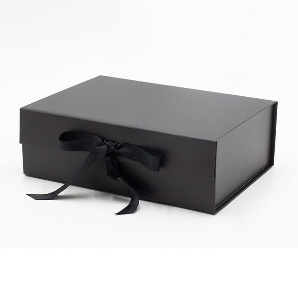 Presentförpackning med lock 28*21*9,5 cm med band och magnetisk stängning (1 st) (svart)