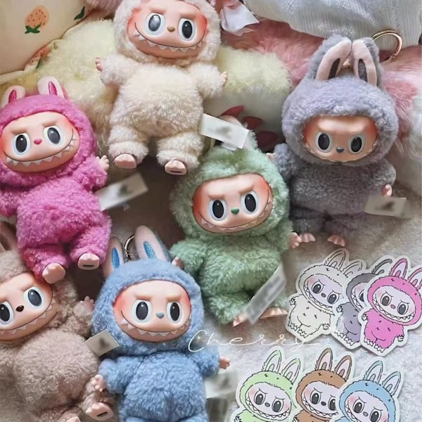 Labubu Plys, Labubu Nøglering, Labubu Overraskelse, Labubu Dukker, Labubu The Monsters Figurer, Fødselsdagsgaver til Drenge og Piger Grey