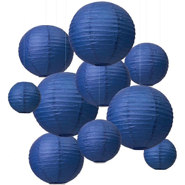 Paperilyhtyjä 12 KPL (6'/8'/10'/12') Pyöreitä paperilyhtyjä, riippuvat paperilyhdyt, lampunvarjostin, sopii häihin, syntymäpäiville, juhlakoristeluun Dark blue