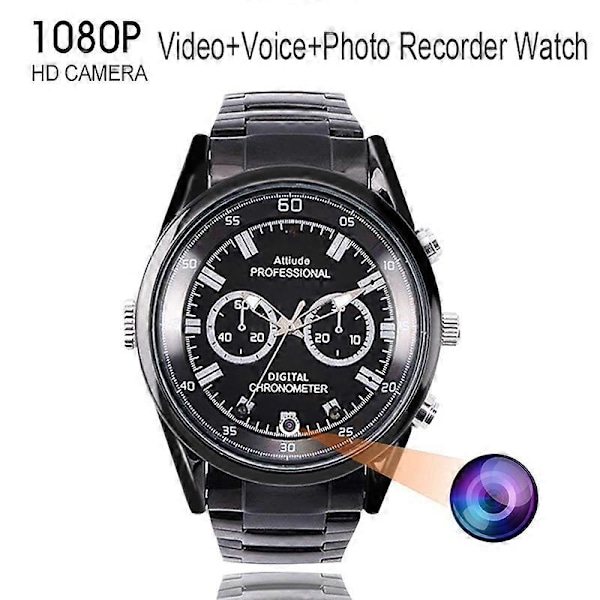 HD 1080P Videoinspelare Miniklocka med Röstinspelare 64G Mikrokamera Action