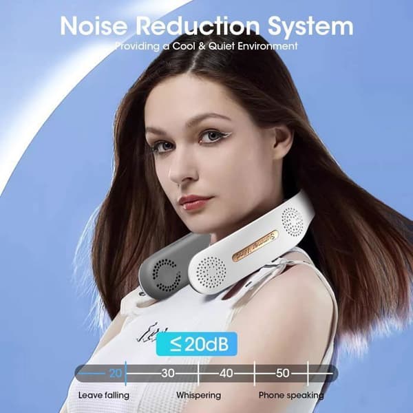 Bærbar Halsventilator - Turbo - 4000 mAh - 3 Hastigheder - Stille - 360° Luftstrøm