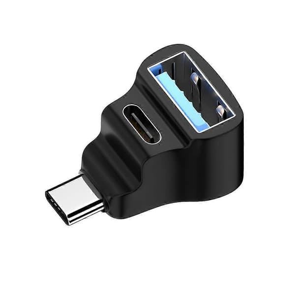 2 stk. 180 graders USB-C-adapter til dobbelt USB-C 20 Gbps 8K 60Hz PD 140W-stik til Ally