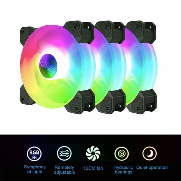 Sæt med 3 120 mm RGB-blæsere, controller, pc-kabinet.
