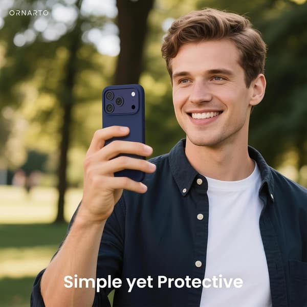 iPhone 17 Pro skal, premium flytande silikonskal, mjukt cellgummi, repfritt mikrofiberfoder, stöttåligt skydd, mörkblå