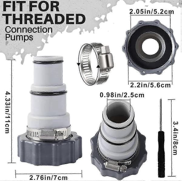 Poolslangeadaptersæt, Adapter A til Intex Pool, Erstatningsslangeadapter til pumper, Adapter til Intex Pool, Slangeadapter til Intex Pool