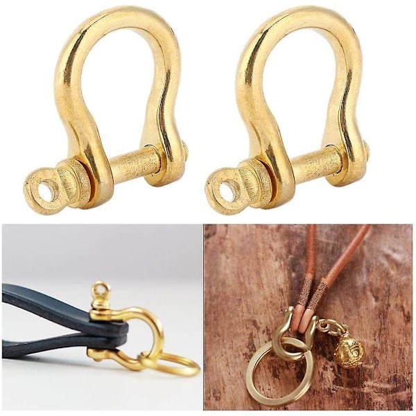 2 st Justerbart Spänne Armband, 10mm Schackel D-Armband Ren Mässing Skruv Pin Ankare Schackel Båge Schackel Nyckelring Krok