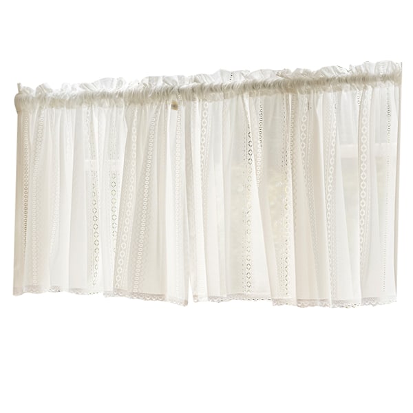 Fransk stil bølge blonde gardin køkken korte gardiner stanggardiner kompatible med vinduer stue bryllup soveværelse dekoration Curtain W100xH130cm