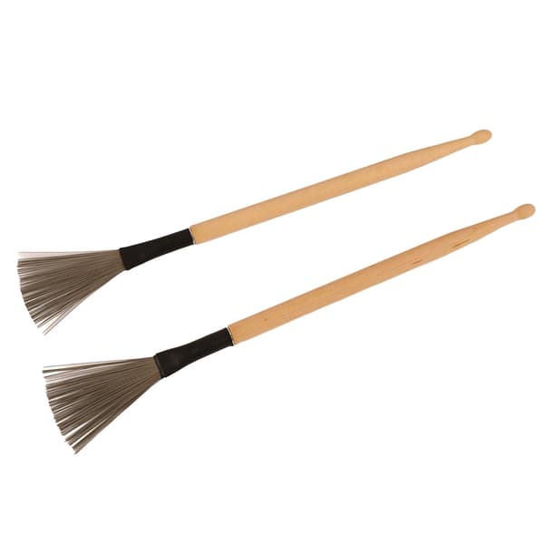 2 Pieces Wooden Drum Stick Brushes, Retractable Wire Combination, Musical Instrument Accessories