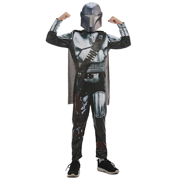 Star Wars The Mandalorian Cosplay Kostym Outfit Barn Pojkar Jumpsuit Med Kappa Mask Party Halloween Maskeradkostym 9-10 Years