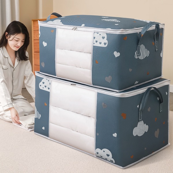 Förvaringsväska för täcken Garderob Kudde Vinterkläder Hållare Låda Stapelbara Leksaker Böcker Jeans Organizer Väska Vikbar Filt Förvaringsväska Lion - L