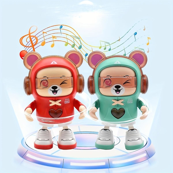 Elektrisk leksakshjärta björn som kan sjunga och dansa med ljud och ljus Baby Headup träningsleksak green