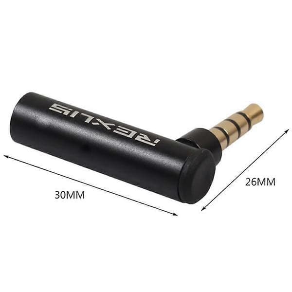 REXLIS 4 stk. 3,5 mm han til hun 90 graders retvinklet adapter lydmikrofonstik stereostikforbindelse Black