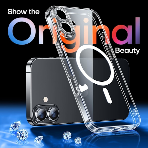Magnetiskt skal för iPhone 16 Pro Max med fullständigt kameraskydd [MagSafe-kompatibelt] [Transparent matt] Skyddande mobilskal, Lila Klar Clear iPhone 16