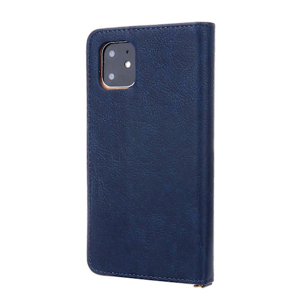 CMAI2 Plånboksfodral i läder med litchimönster och automatisk absorption för iPhone 11 6.1 tum (2019) - Svart Dark Blue
