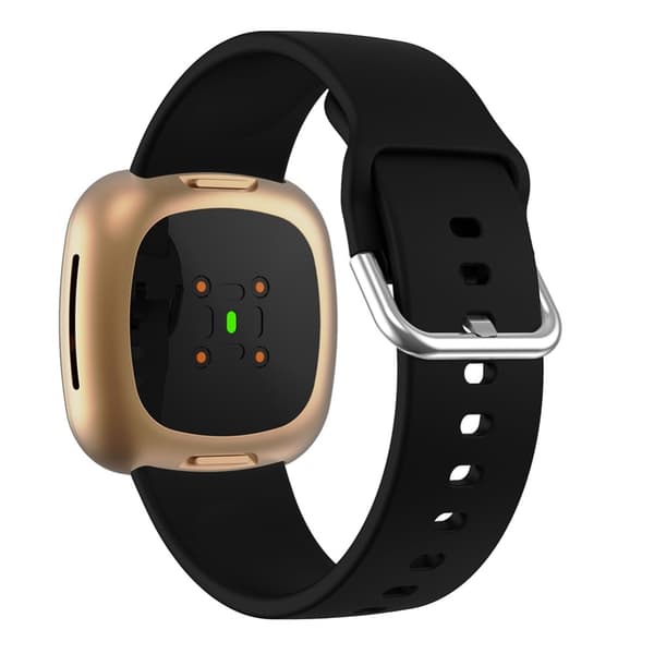 Silikoniranneke Versa 3/Fitbit Sense - Musta Black Svart