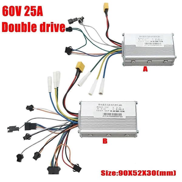 60V 25A Børsteløs Controller Dobbelt Motor + 36V-60V LCD Display Dashboard 6PIN til Elektrisk Scooter E Cykel Tilbehør Black