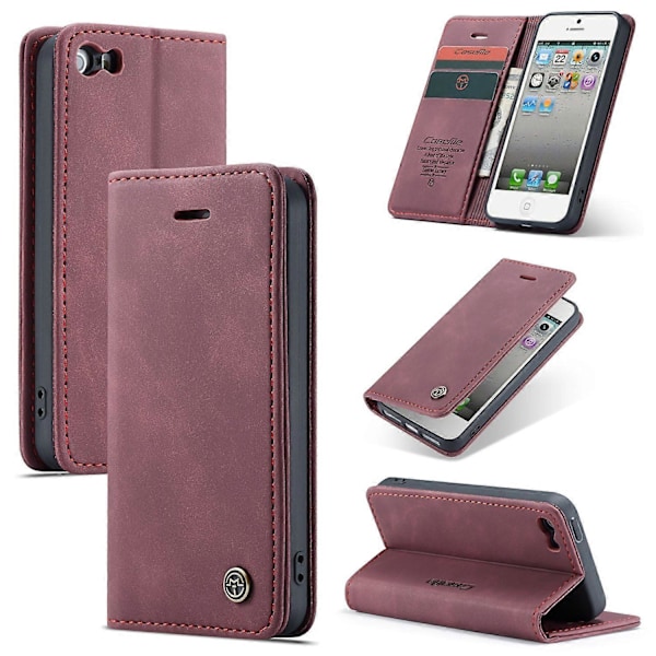 Til iPhone 5s iPhone SE (1. generation) iPhone 5 Cover CASEME 013 Serien Kortholder Stativ Læder P Multicolor Red