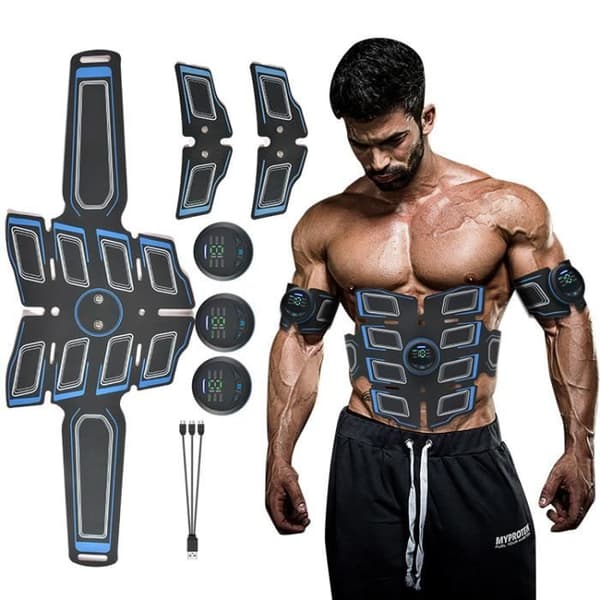 Muskelstimulator, magebelte, EMS elektro-stimulator for menns trening av mage/armer/ben
