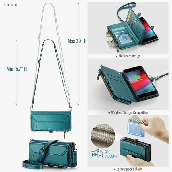 CASEME Wallet Case Artificial Leather for iPhone 6/6s/7/8/SE 2020/2022 - Green