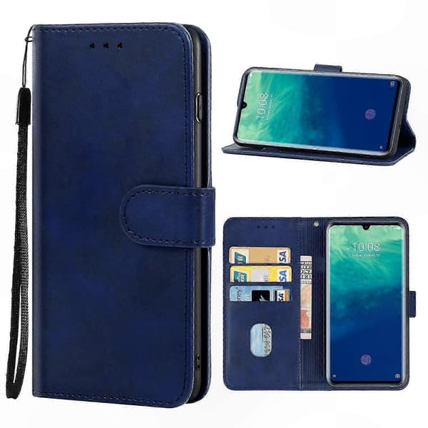 Äkta Läder Skyddsfodral för ZTE Axon 10 Pro Smartphone Blue