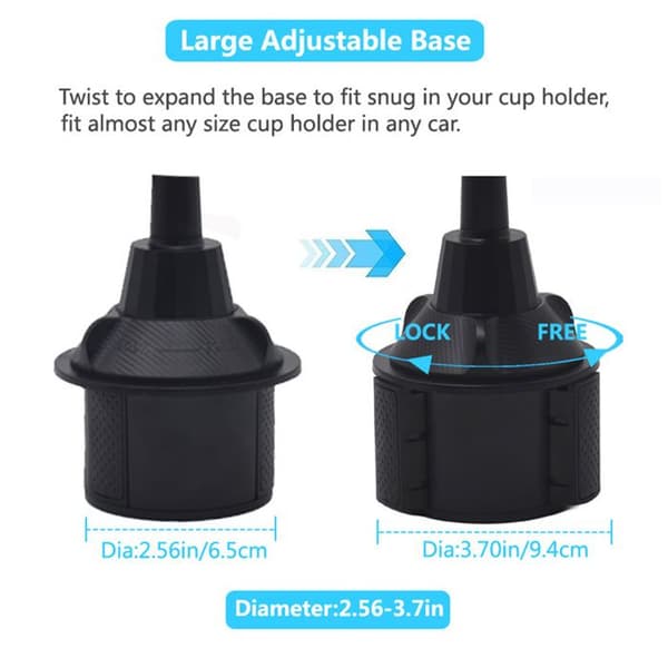 1 Magnetisk telefonholder, justerbar 360 grader, til kopholder SUV lastbil.